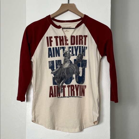 Shyanne Long Sleeve Graphic Tee - Red & Cream - Picture 3 of 12